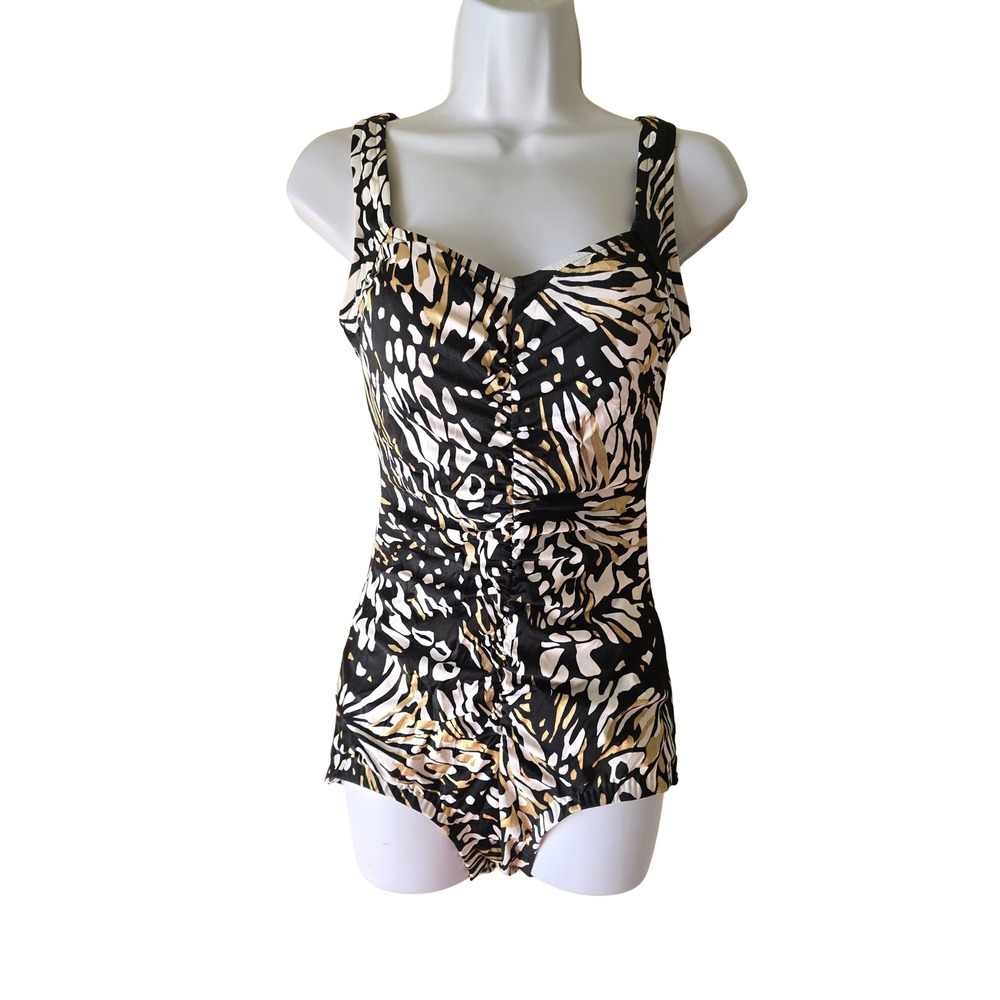 Metallic Gold Resort Vacation Beach One Piece Swimsuit Maxine of Hollywood 10